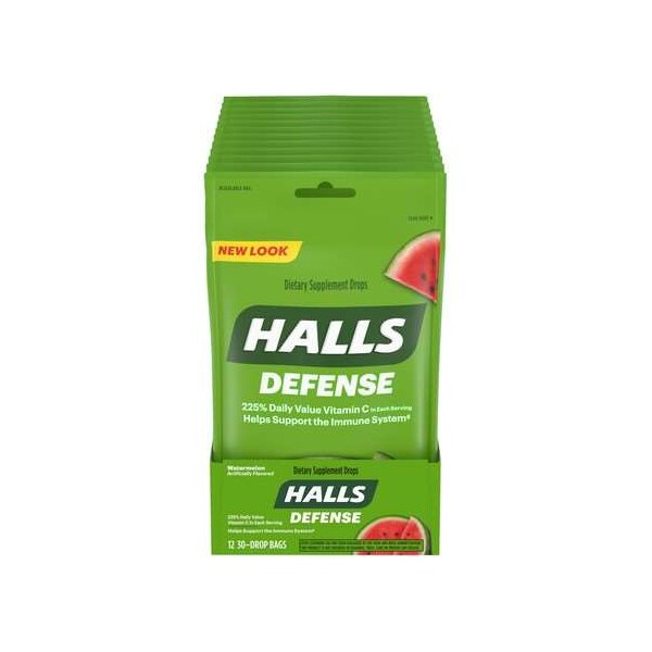 Halls Halls Defense Watermelon Cough Drops 30 Count, PK48 63157 Zoro